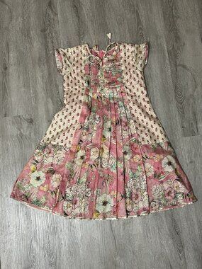 Vintage Genuine Girls Floral Dress 28” Colorful Sequins Cottagecore